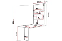 Abi Matbord Vägghängt 130 cm Rektangulär