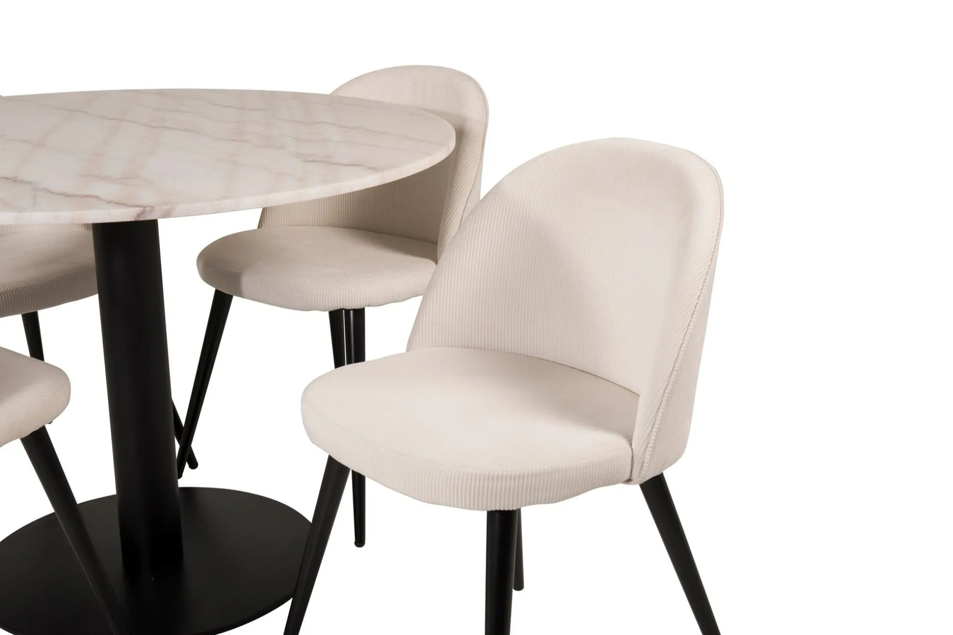 Admira Matbord 106 cm Runt Marmor med 4 st Valera Matstol