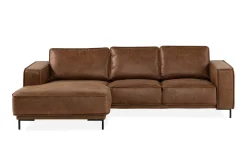 Akron 2-sits Soffa med Divan Vänster Bondedläder