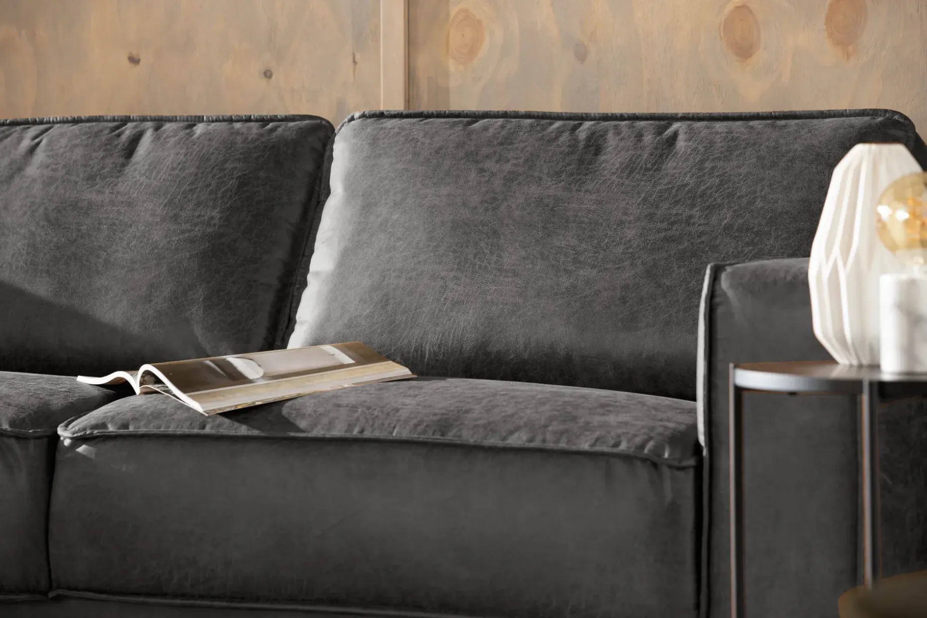 Akron 2,5-sits Soffa med Schäslong Vänster Bondedläder