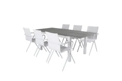 Albany Förlängningsbar Matgrupp 152cm + 6 Alina Stolar Grå/V