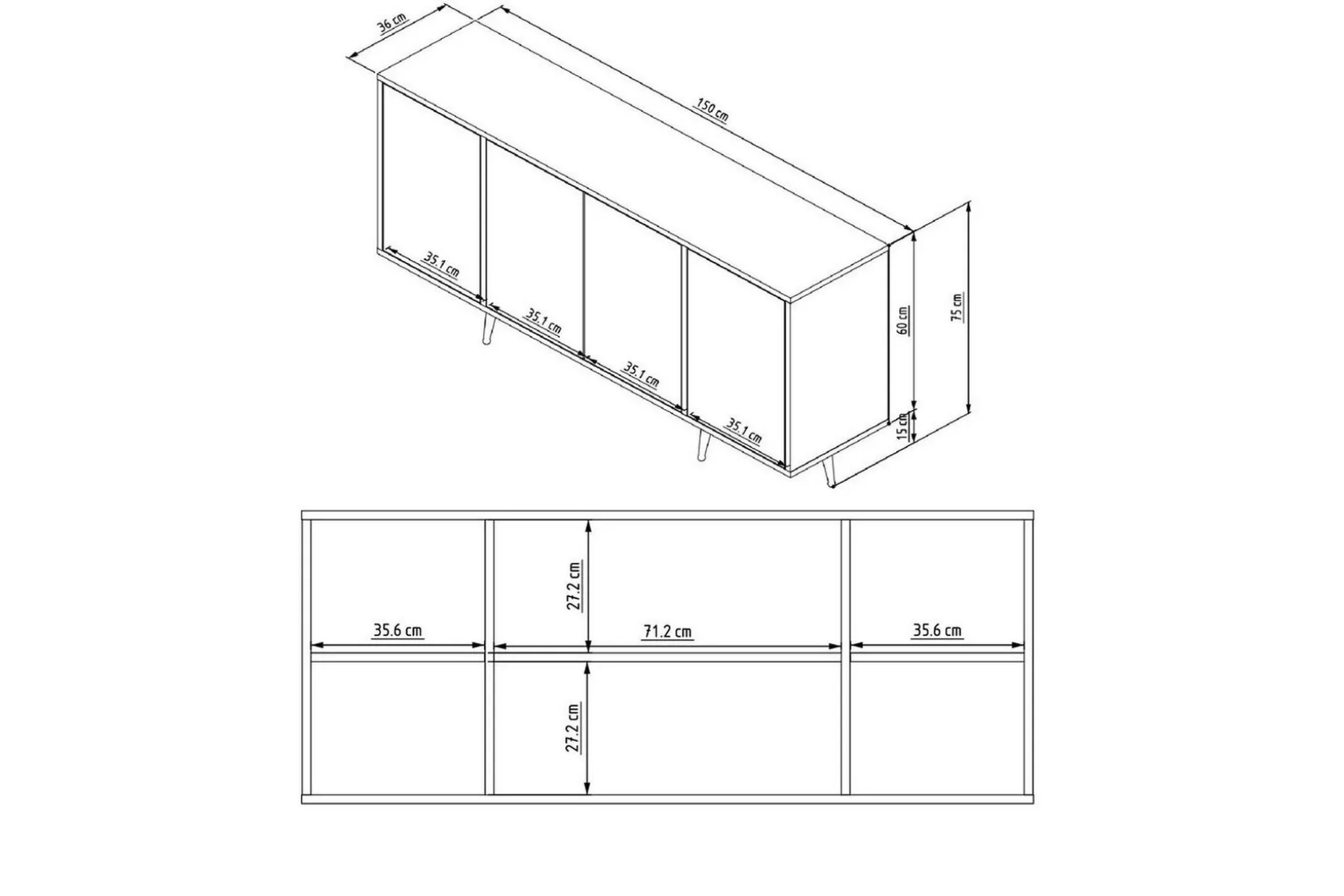 Ampelio Konsollbord 150 cm