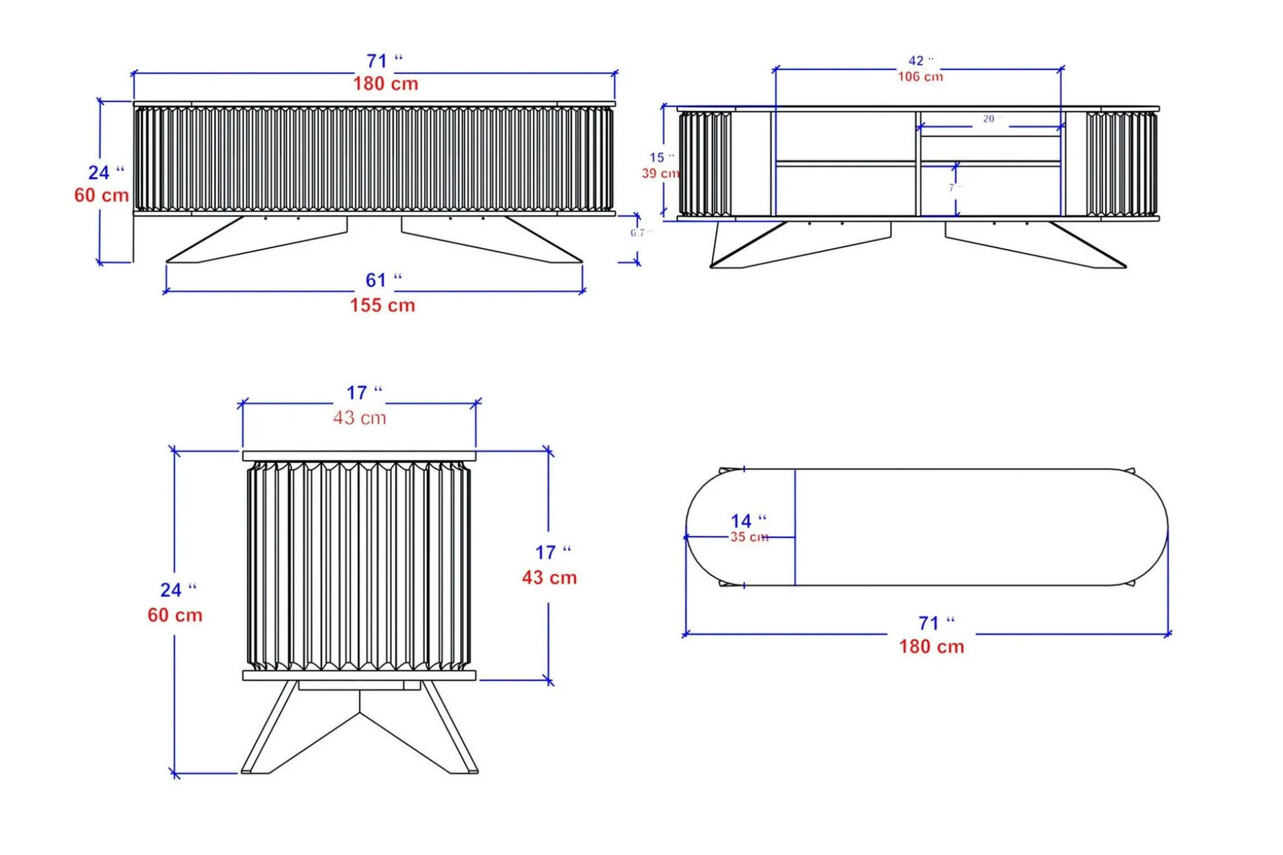 Andifli Tv-bänk 180x60 cm