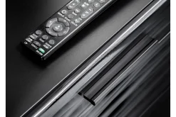 Apryl Modern TV Mediamöbel med Vitrinskåp och LED-belysning
