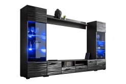 Apryl Modern TV Mediamöbel med Vitrinskåp och LED-belysning