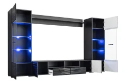 Apryl Modern TV Mediamöbel med Vitrinskåp och LED-belysning