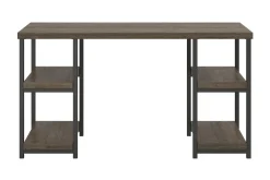 Ashlar Skrivbord 137 cm med Förvaring 4 Hyllor Brun/Svart