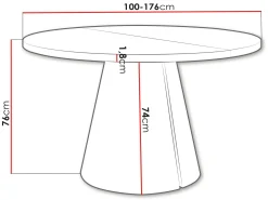 Aurion Matbord rund förlängningsbart 100-174 cm