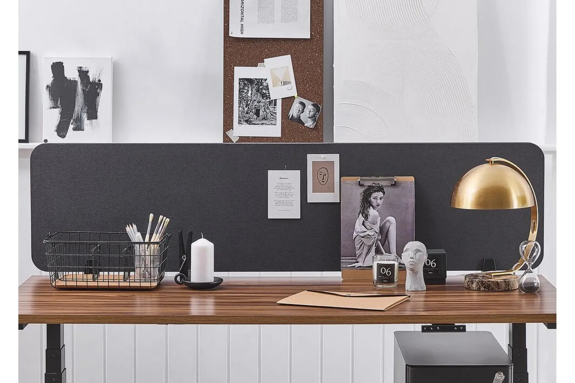 Avskärmning för skrivbord 180x40 cm grå WALLY