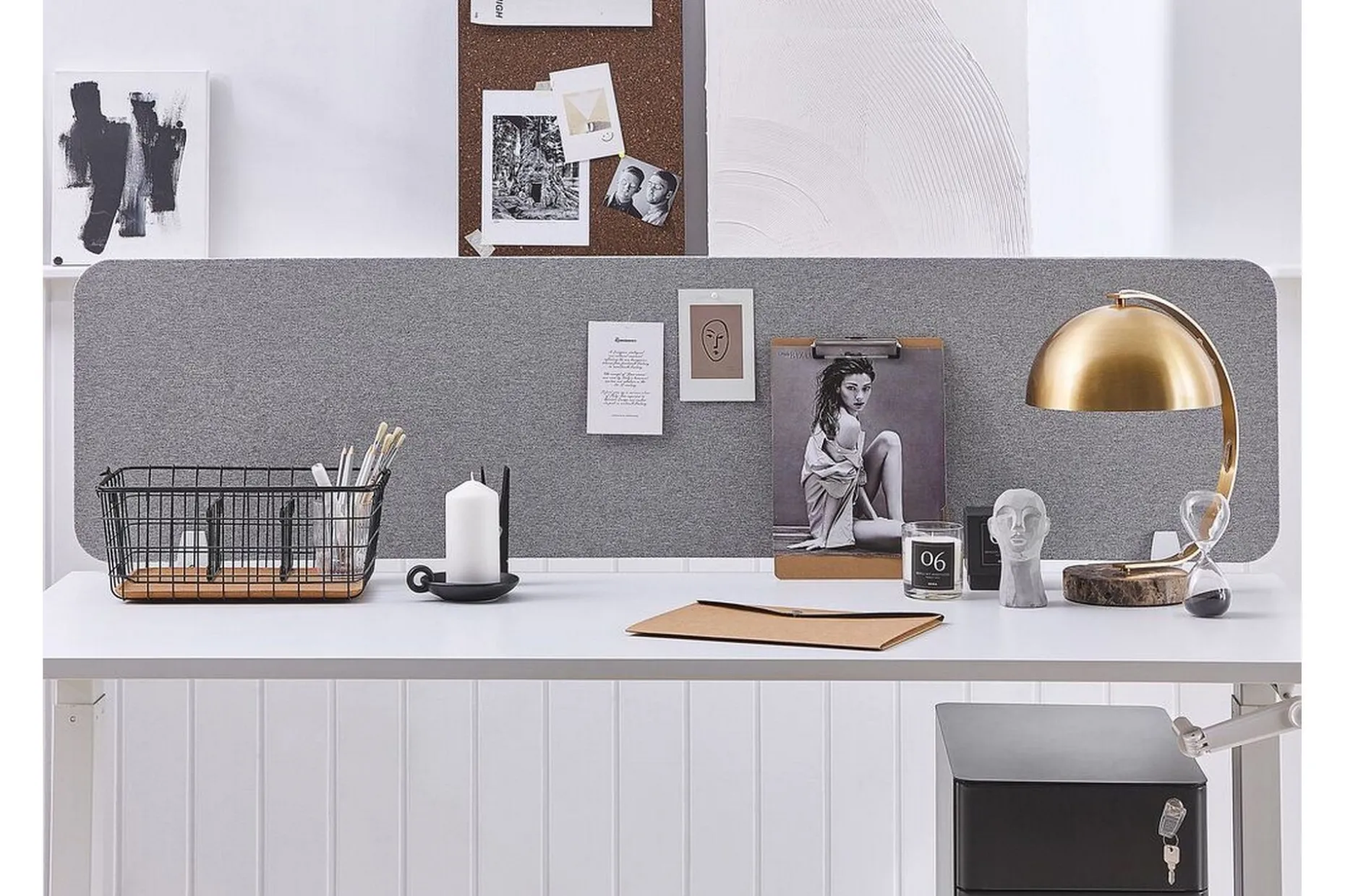 Avskärmning för skrivbord 160x40 cm grå WALLY