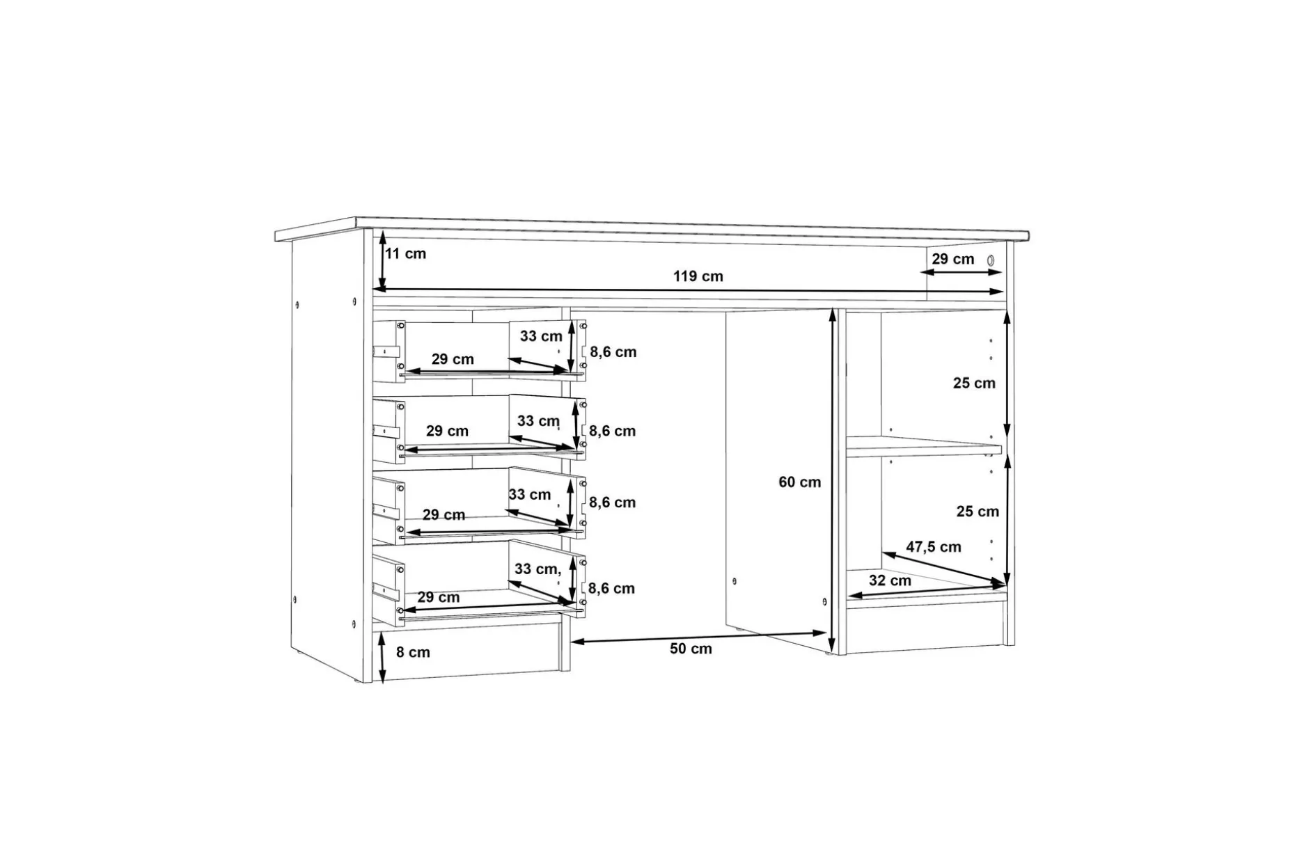 Baacwood Skrivbord 126 cm
