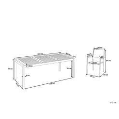 Bacoli Matgrupp Utomhus 180 cm + 6 Utestolar