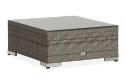 Bahamas Divanmodul - Loungebord utomhus 75x75 cm till soffgrupp i konstrotting med glasskiva