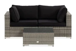 Bahamas Liten loungegrupp utomhus - Soffgrupp till balkong 3-sits - Litet loungeset konstrotting utemöbler