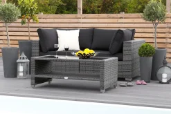 Bahamas Liten loungegrupp utomhus - Soffgrupp till balkong 2-sits - Litet loungeset utemöbler -