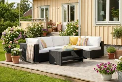 Bahamas Soffbord med hylla Utomhus 113 cm Konstrotting
