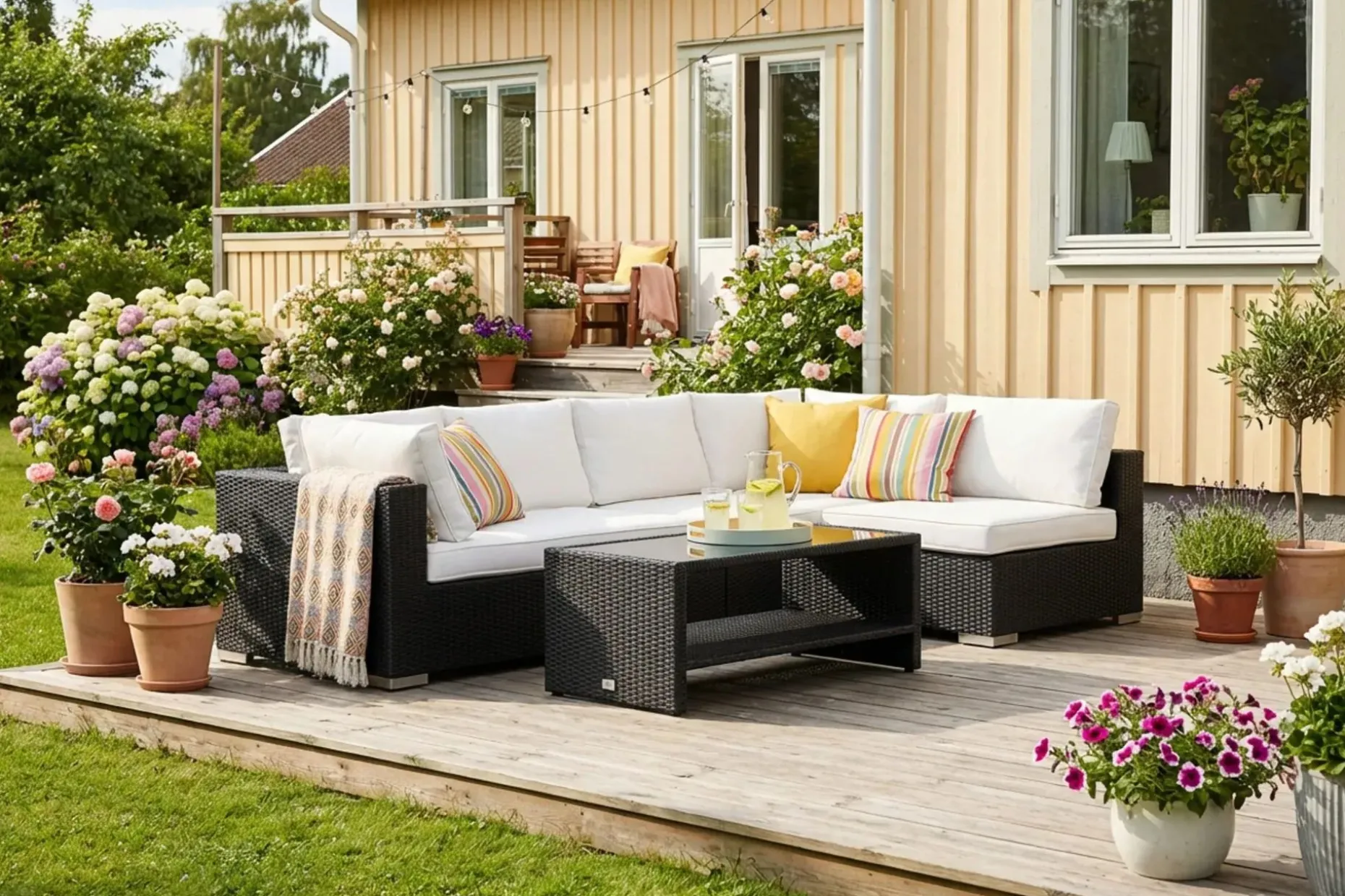 Bahamas Soffbord med hylla Utomhus 113 cm Konstrotting