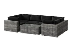 Bahamas U-formad utomhus loungegrupp med stängt avslut, 6-sits med bord