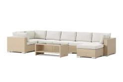 Bahamas U-formad utomhus loungegrupp 7-sits med vändbar divan och bord med hylla