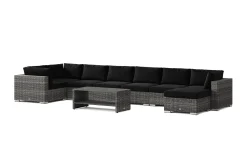 Bahamas U-formad utomhus loungegrupp 8-sits med vändbar divan och bord med hylla