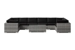 Bahamas U-formad utomhus loungegrupp med stängt avslut, 10-sits med bord