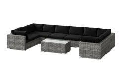 Bahamas U-formad utomhus loungegrupp med stängt avslut, 10-sits med bord