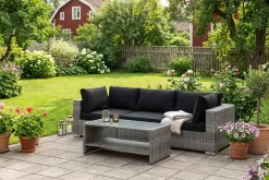 Bahamas utesoffa 3-sits med bord och hylla