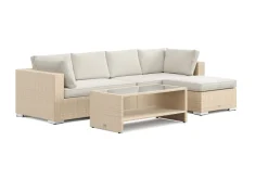 Bahamas utomhus divansoffa 5-sits med vändbar divan och bord med hylla