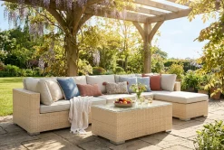 Bahamas utomhus divansoffa 6-sits med vändbar divan och bord