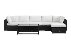 Bahamas utomhus divansoffa 6-sits med vändbar divan och bord med hylla