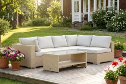 Bahamas utomhus loungegrupp 5-sits med vändbar schäslong och bord med hylla