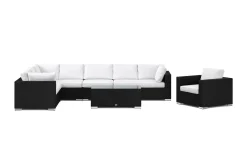 Bahamas utomhus L-soffa höger 8-sits med fåtölj och bord