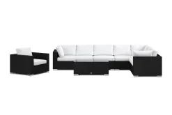 Bahamas utomhus L-soffa vänster 8-sits med fåtölj och bord
