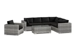 Bahamas utomhus L-soffa vänster 7-sits med fåtölj och bord