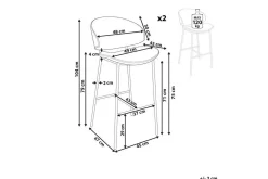 Barstol Kiana set om 2 Beige-Svart