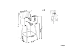 Barstol Sanilac set om 2 Orange-Svart