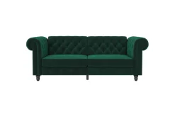 Bäddsoffa Felix 236x87x83 cm, Mörkgrön, Sammet