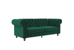Bäddsoffa Felix 236x87x83 cm, Mörkgrön, Sammet