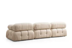Belgin Bubblig Divansoffa 3-sits 288 cm med fasta armstöd och repdetaljer