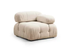 Belgin Bubblig Divansoffa 3-sits 288 cm med fasta armstöd och repdetaljer