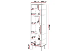 Belonger Smalt Vitrinskåp 40 cm djup 53 cm bred 182 cm hög Mörkt Trä Glas