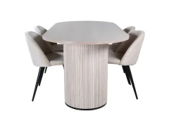 Bianca Matgrupp 200 cm Oval med 4 Velvet stolar