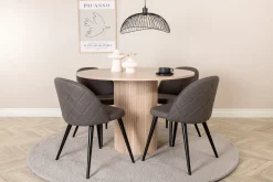 Bianca runt matbord med 4st Velvet matstol