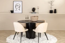 Bianca runt matbord med 4st Velvet matstol