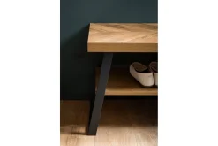 Bänk Wohnling Ekfiskbensdekor med hylla Stabil metallram Modern look