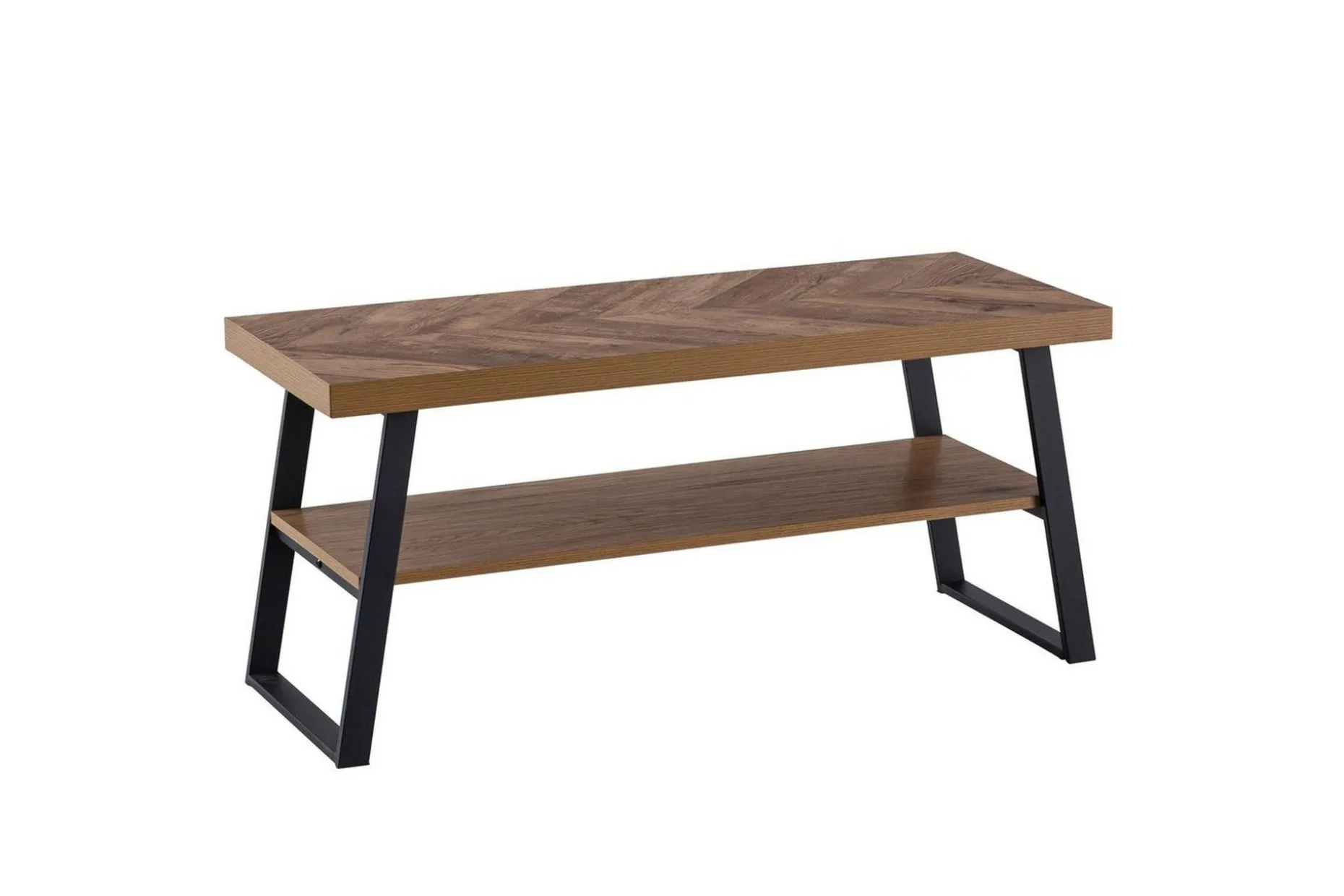 Bänk Wohnling Ekfiskbensdekor med hylla Stabil metallram Modern look