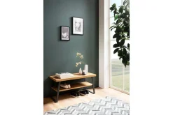 Bänk Wohnling Ekfiskbensdekor med hylla Stabil metallram Modern look