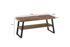 Bänk Wohnling Ekfiskbensdekor med hylla Stabil metallram Modern look
