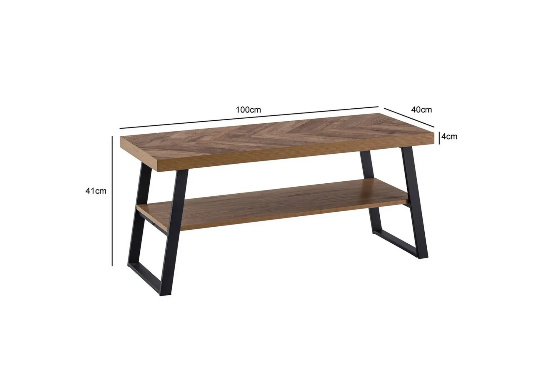 Bänk Wohnling Ekfiskbensdekor med hylla Stabil metallram Modern look