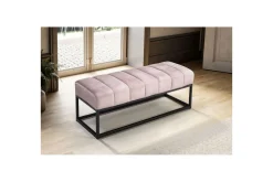 Bänk Wohnling sammet klädd modern vadderad elegant metallram Rosa